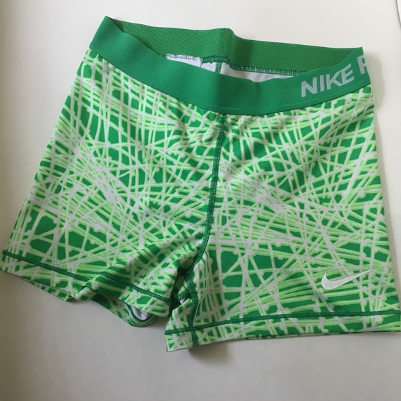 green nike pro shorts